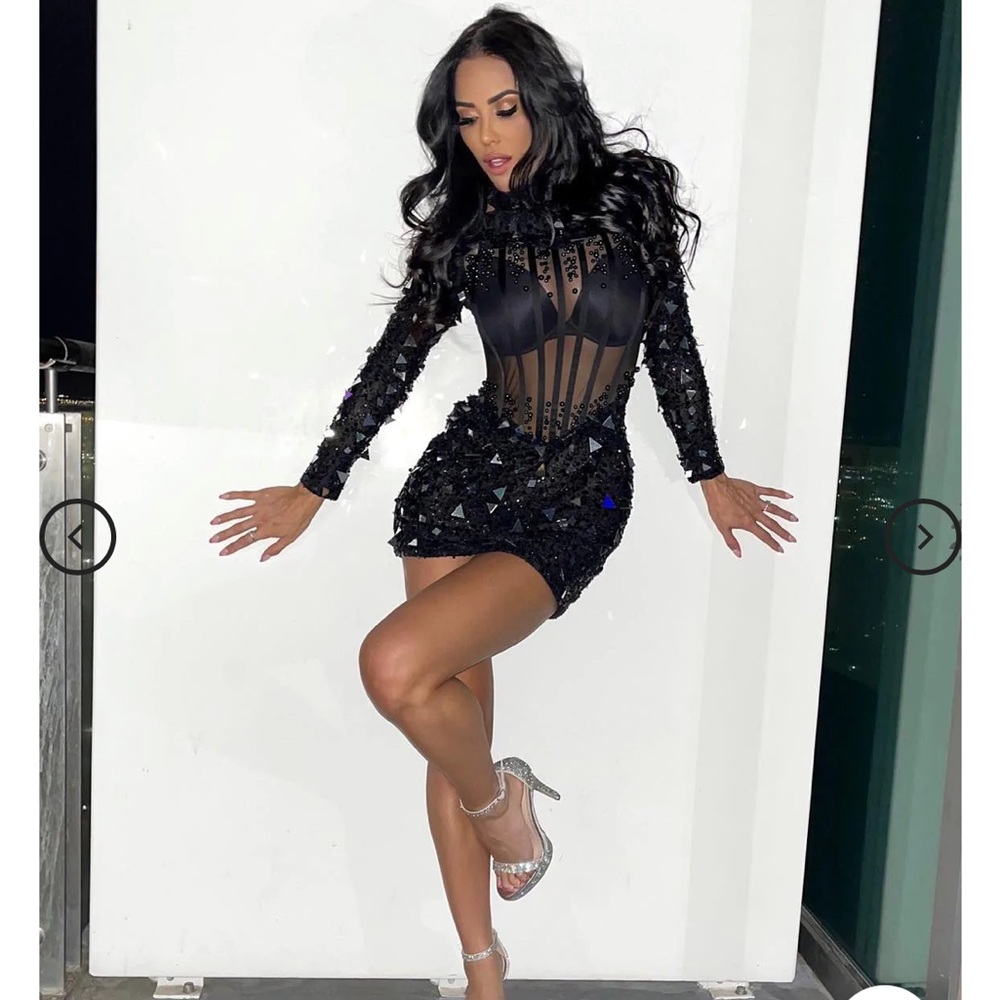 Mew Mews Elisa Corset Sequin Dress- Size Small in Black Sequin